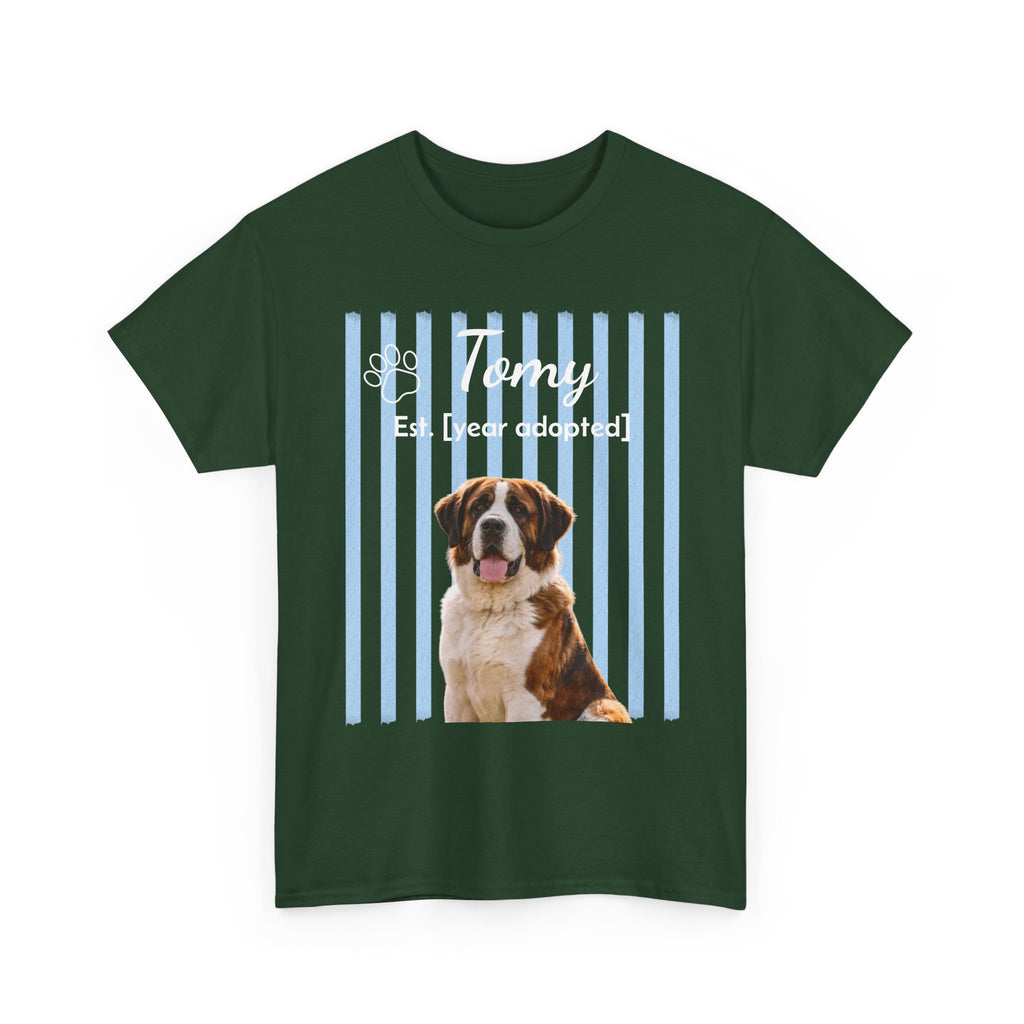 Personalized Pet Photo Shirt, Custom Dog Portrait Tee, Pet Name & Adoption Year Shirt