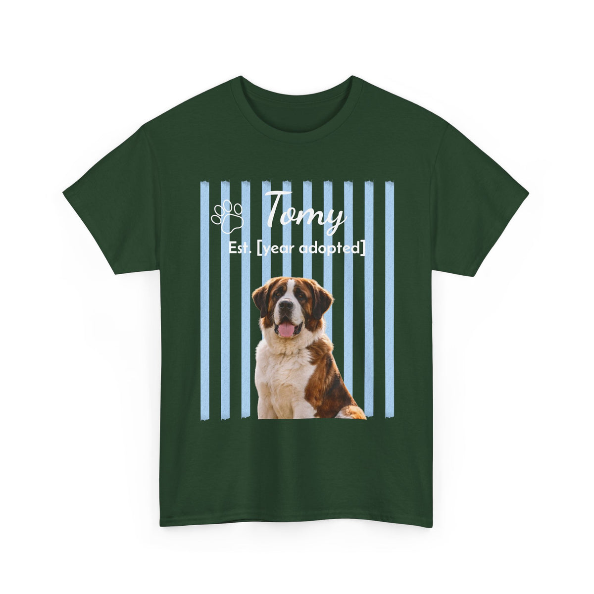 Personalized Pet Photo Shirt, Custom Dog Portrait Tee, Pet Name & Adoption Year Shirt