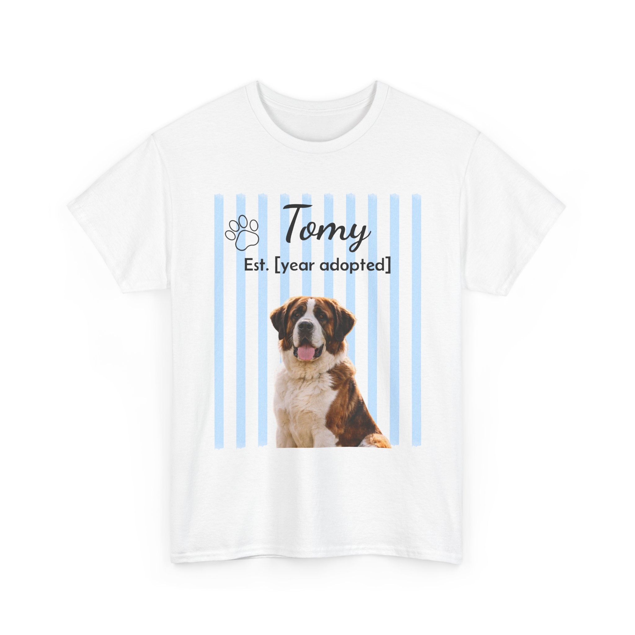 Personalized Pet Photo Shirt, Custom Dog Portrait Tee, Pet Name & Adoption Year Shirt
