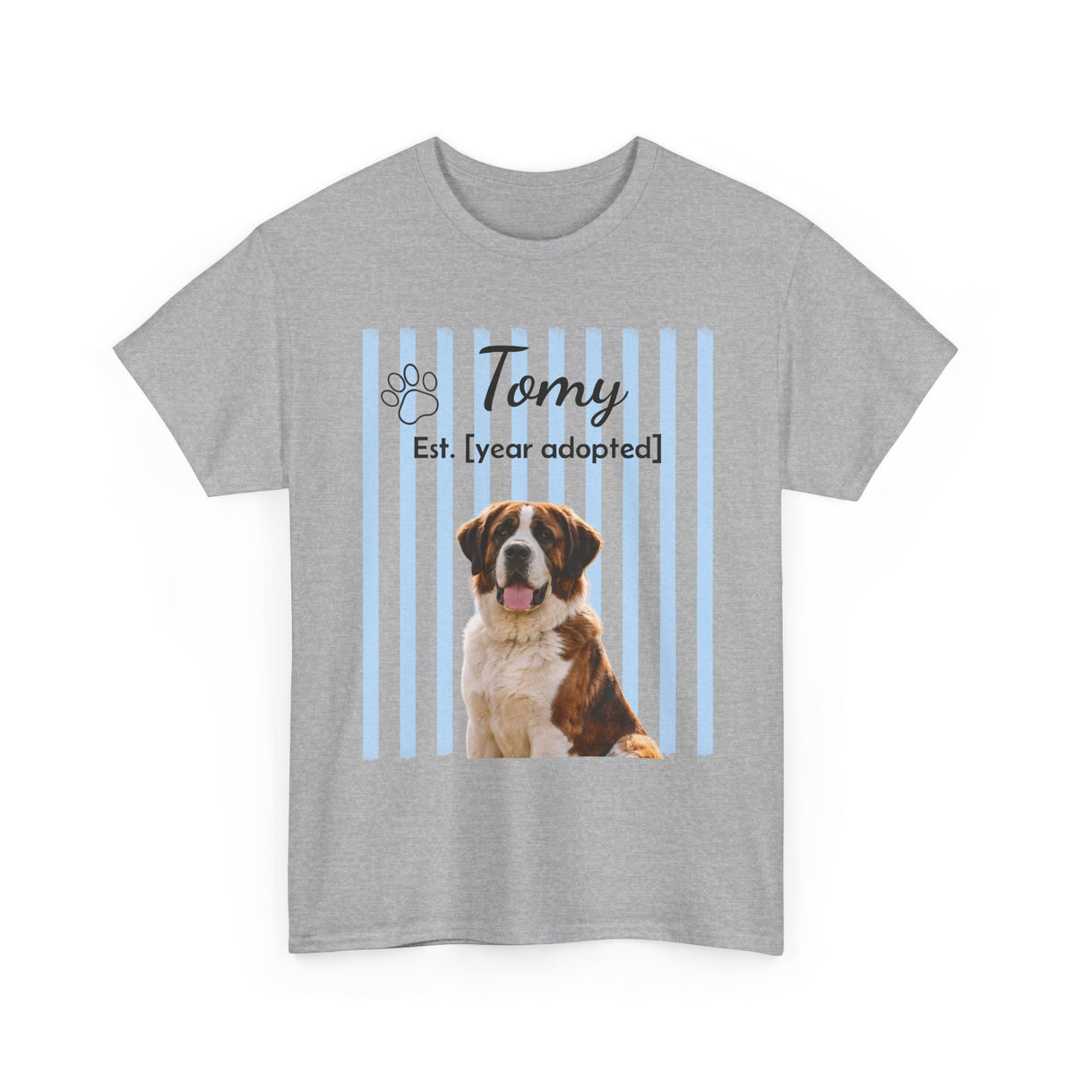 Personalized Pet Photo Shirt, Custom Dog Portrait Tee, Pet Name & Adoption Year Shirt