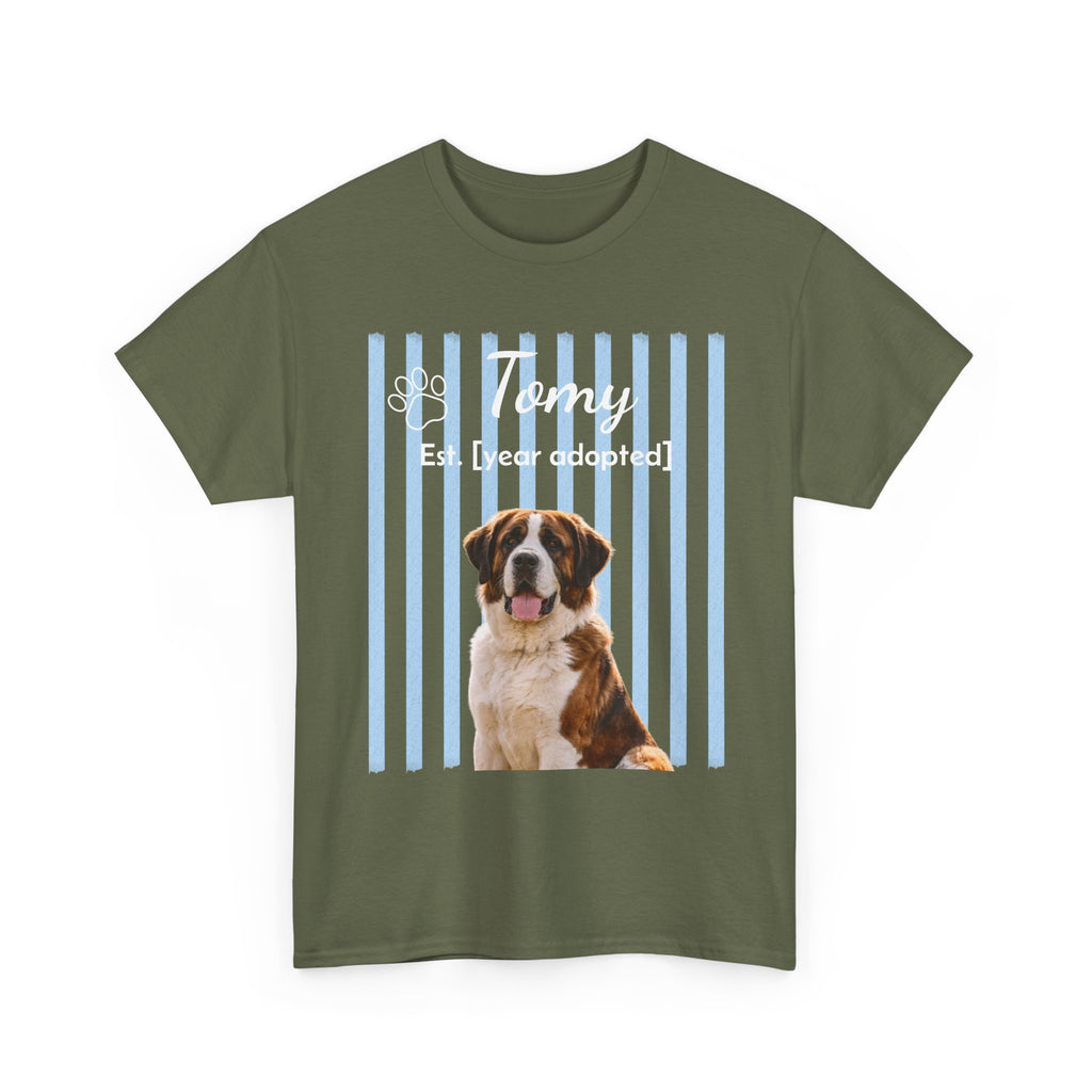 Personalized Pet Photo Shirt, Custom Dog Portrait Tee, Pet Name & Adoption Year Shirt