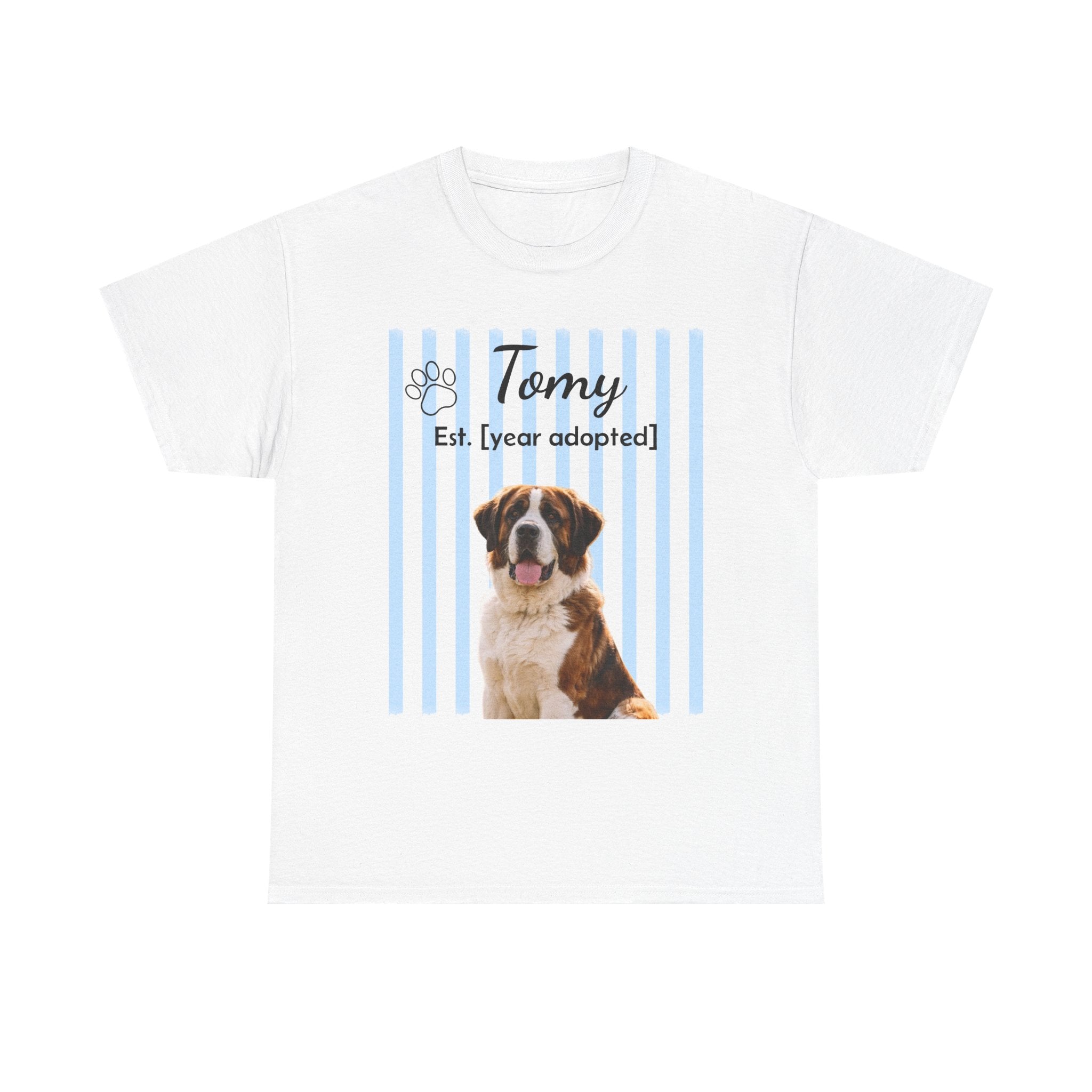 Personalized Pet Photo Shirt, Custom Dog Portrait Tee, Pet Name & Adoption Year Shirt