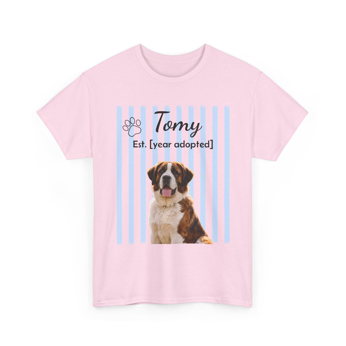 Personalized Pet Photo Shirt, Custom Dog Portrait Tee, Pet Name & Adoption Year Shirt