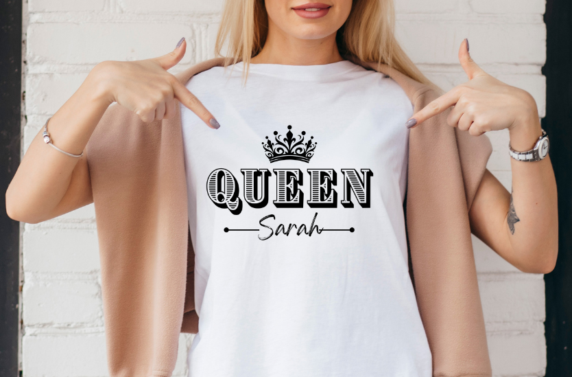 Customize King and Queen Matching T-Shirt Design | Custom Couple Shirt Digital Download