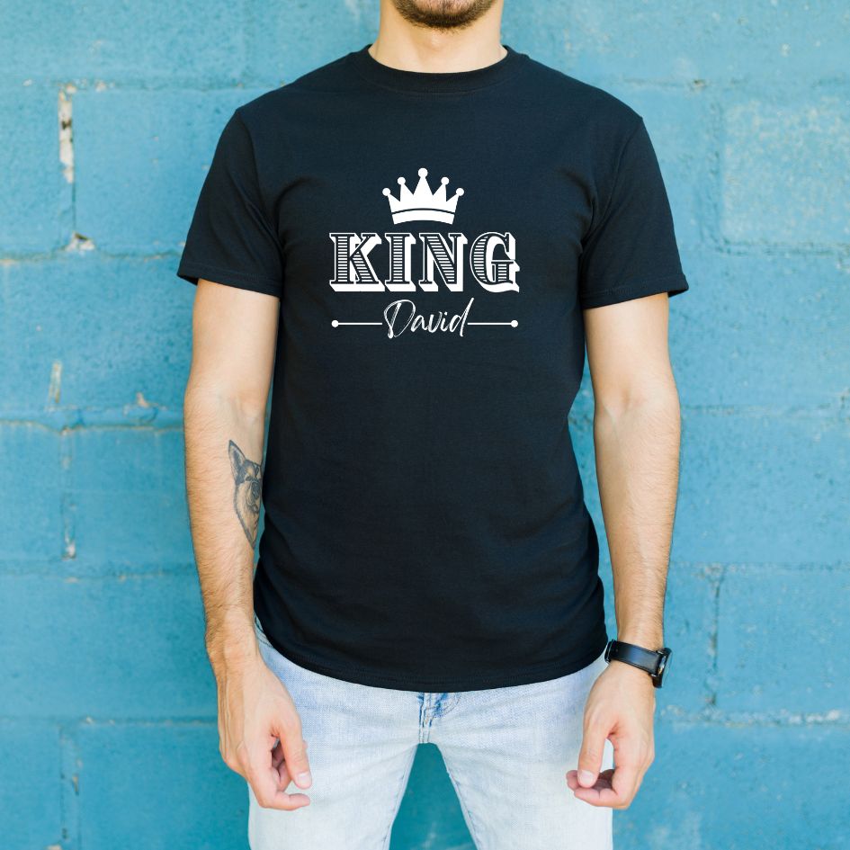 Customize King and Queen Matching T-Shirt Design | Custom Couple Shirt Digital Download