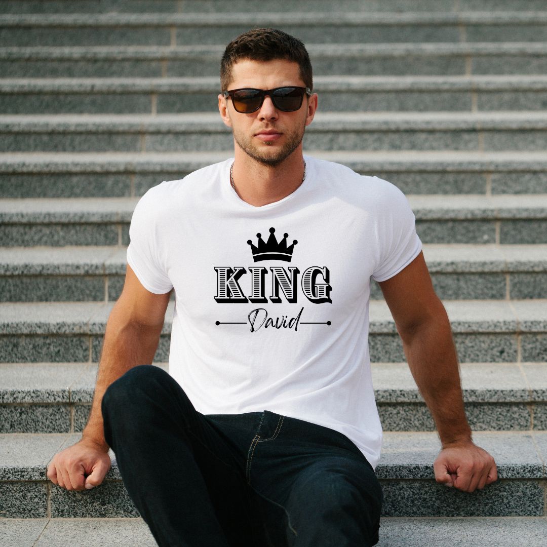 Customize King and Queen Matching T-Shirt Design | Custom Couple Shirt Digital Download