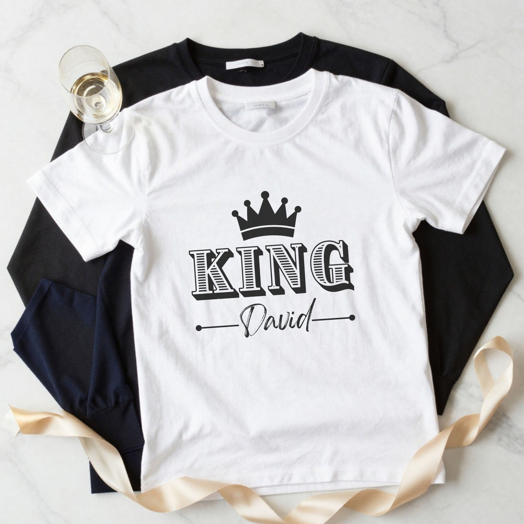 Customize King and Queen Matching T-Shirt Design | Custom Couple Shirt Digital Download