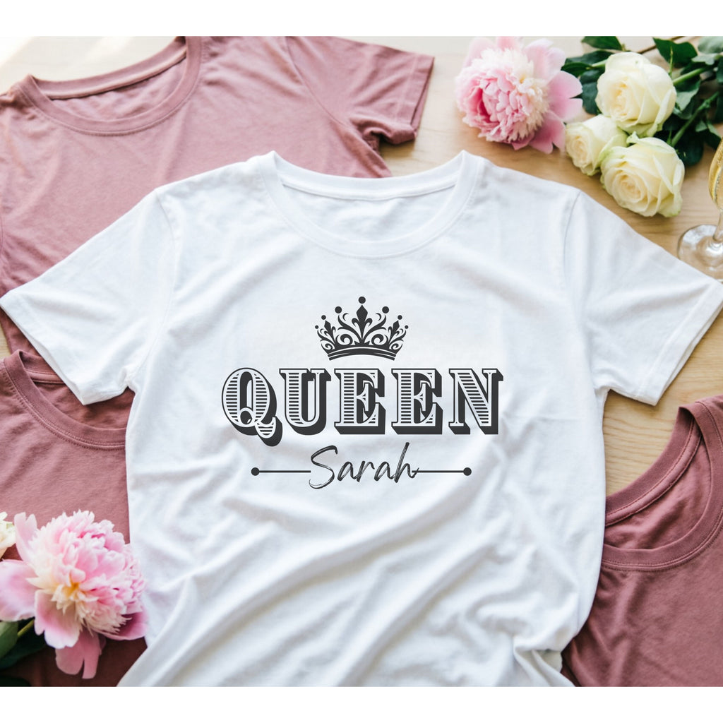 Customize King and Queen Matching T-Shirt Design | Custom Couple Shirt Digital Download