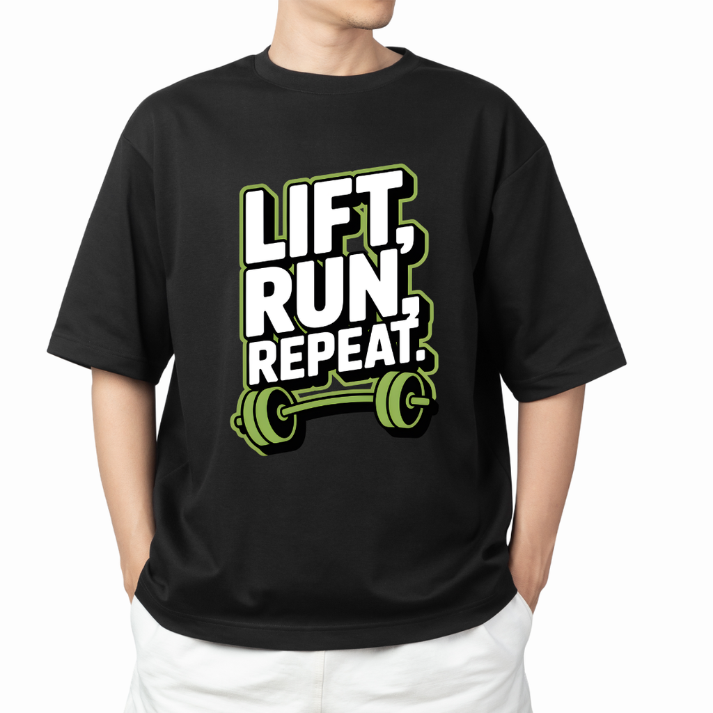Lift Run Repeat Fitness T-Shirt Design | Gym Workout PNG SVG | Barbell Gym Quote Design