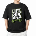 Lift Run Repeat Fitness T-Shirt Design | Gym Workout PNG SVG | Barbell Gym Quote Design