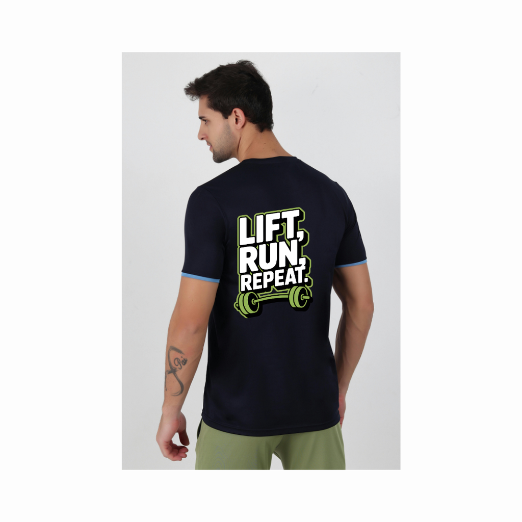 Lift Run Repeat Fitness T-Shirt Design | Gym Workout PNG SVG | Barbell Gym Quote Design