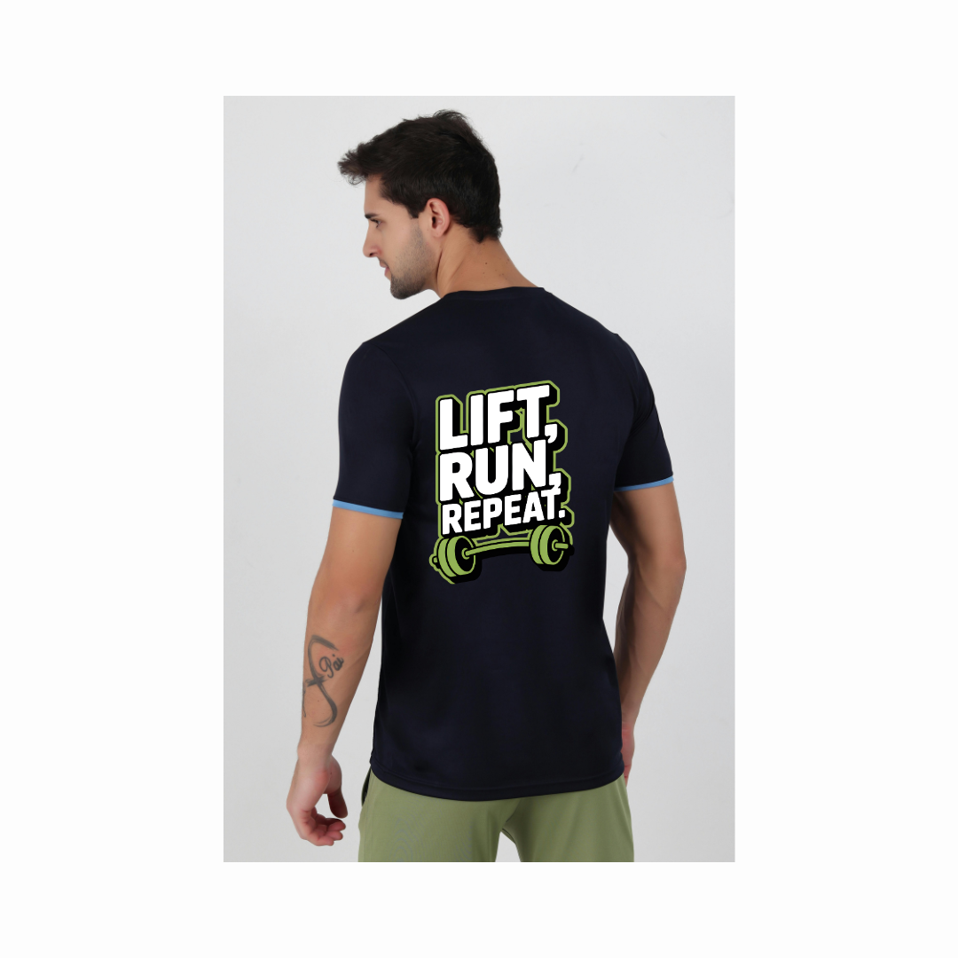 Lift Run Repeat Fitness T-Shirt Design | Gym Workout PNG SVG | Barbell Gym Quote Design