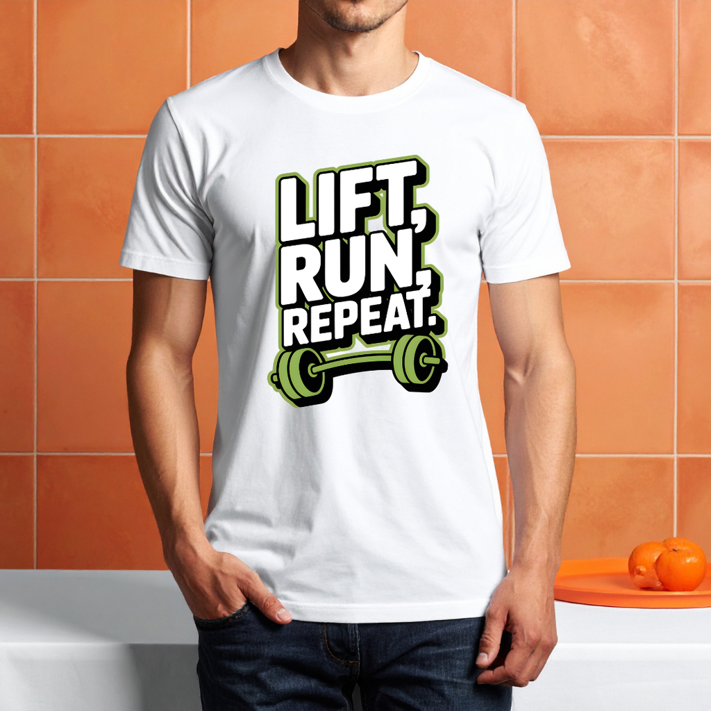 Lift Run Repeat Fitness T-Shirt Design | Gym Workout PNG SVG | Barbell Gym Quote Design