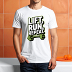 Lift Run Repeat Fitness T-Shirt Design | Gym Workout PNG SVG | Barbell Gym Quote Design