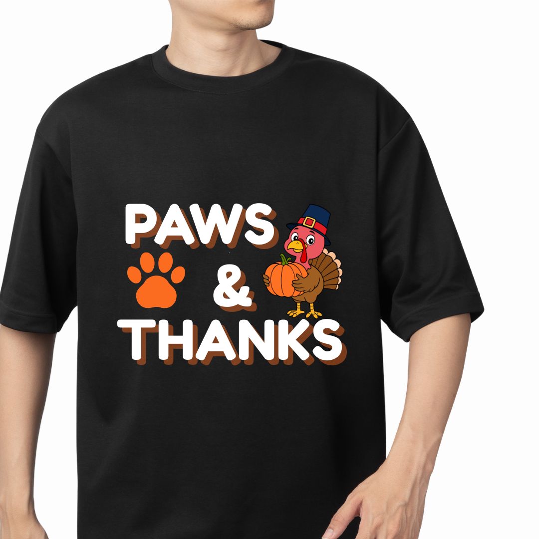 Paws & Thanks T-Shirt Design | Cute Thanksgiving Dog Lover Shirt